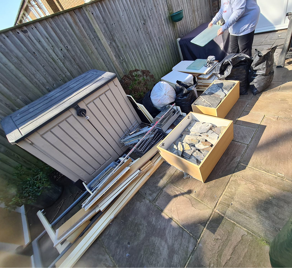 household waste in garden